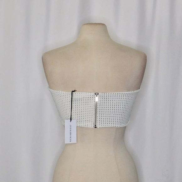 NWT!! WEWOREWHAT Crystal Bandeau Top Studded Rhinestones Bridal Glam Large - Picture 10 of 16